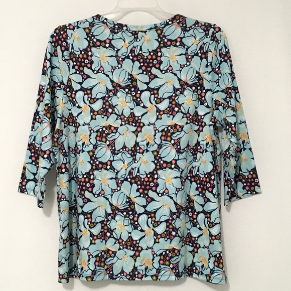 Style & Co. Womens 2X Blooming Blue Floral Printed 3/4-Sleeve Prima Cotton Top - Picture 12 of 12